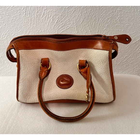 Dooney & Bourke Handbags - Dooney & Bourke Vintage Cream and Brown leather Satchel Purse,
